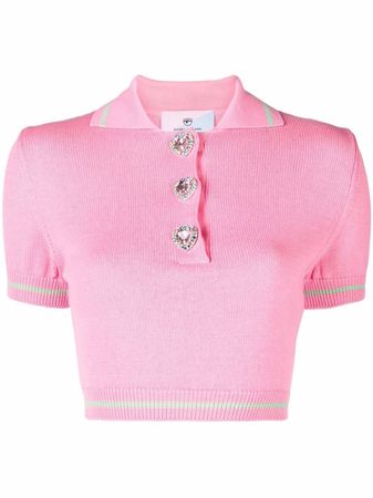 Shop Chiara Ferragni gemstone embellished polo shirt with Express Delivery - FARFETCH