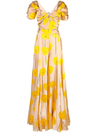 Carolina Herrera Flower Print Maxi Dress - Farfetch