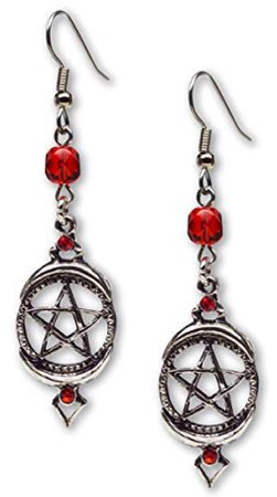 Red pentacle earrings