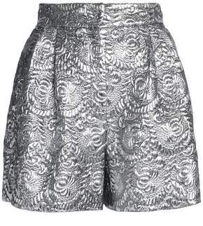 Pleated Metallic Brocade Shorts
