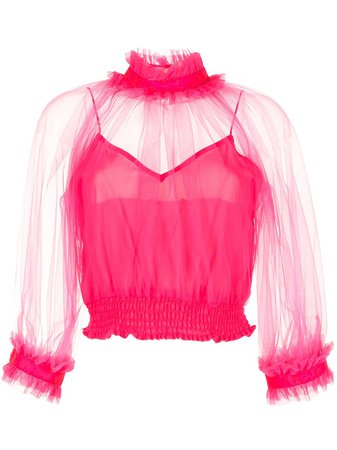 Alice+Olivia Alexia ruffle-trimmed cropped blouse pink CC011086006 - Farfetch