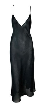 2000's Jean Paul Gaultier Sheer Black Plunging Back Slip Dress | My Haute Wardrobe
