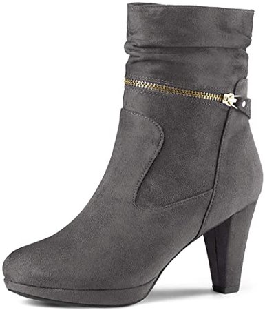 Amazon.com | Allegra K Women's Mid Ankle Zip Platform High Heel Black Boots - 9 M US | Mid-Calf