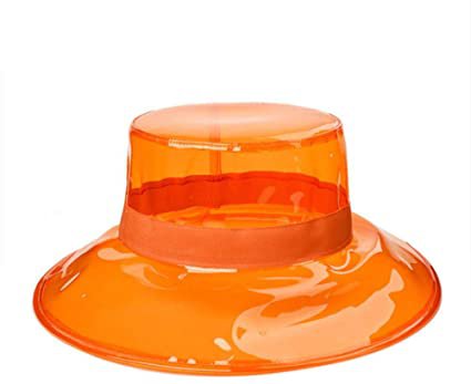 anyuq66qq Women Transparent Visor Hat Fashionable Flat Pvc Plastic Summer Sun Shade Wide Brim Bucket Streetwear Korean Holiday Hat,Orange: Amazon.co.uk: Clothing