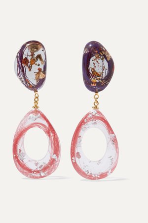Pink Kaare resin and gold-plated earrings | Ejing Zhang | NET-A-PORTER