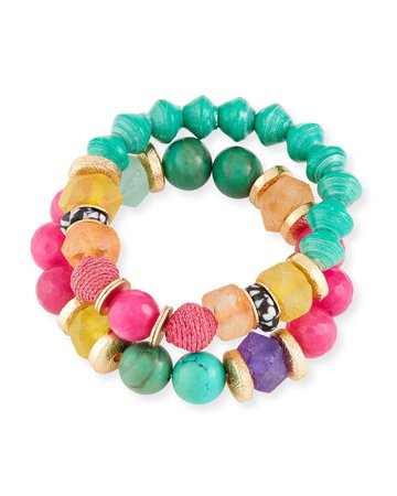 Akola Rainbow Bead Bracelets, Set of 2