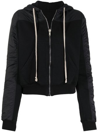 Rick Owens DRKSHDW Drawstring Zip Hoodie With Contrasting Textures - Farfetch