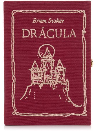Dracula Appliquéd Embroidered Canvas Clutch