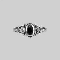 DARK SOUL. Detailed Onyx Silver Ring – REGALROSE