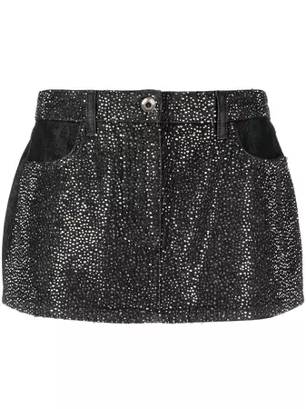 Patrizia Pepe crystal-embellished Denim Skirt - Farfetch