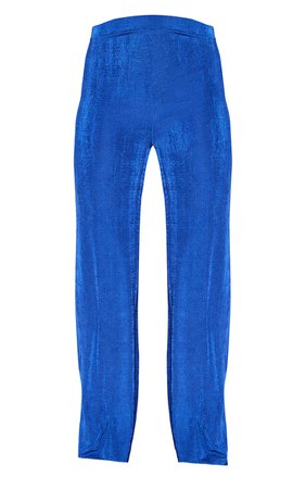 Bright Blue Acetate Slinky Wide Leg Trousers | PrettyLittleThing USA
