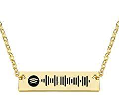 Amazon.com: JINLIN Personalised Music Spotify Code Necklace for Women Men, Engraved Bar Spotify Necklace for Mother Couple : Clothing, Shoes & Jewelry