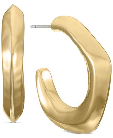 Alfani Gold-Tone Small Sculptural C-Hoop Earrings, 0.8", Created for Macy's & Reviews - Earrings - Jewelry & Watches - Macy's