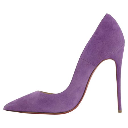 Christian Louboutin 36 Purple Suede So Kate Red Bottom Heels 1CL330 For Sale at 1stDibs