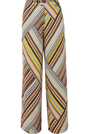 Tory Burch | Sylvan striped silk-satin wide-leg pants | NET-A-PORTER.COM