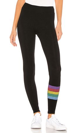 SUNDRY Rainbow Stripes Yoga Pant in Black | REVOLVE