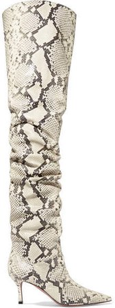 Muaddi - Barbara Snake-effect Leather Over-the-knee Boots - Snake print