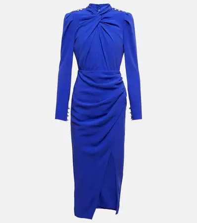 Twisted Crepe Midi Dress in Blue - Self Portrait | Mytheresa