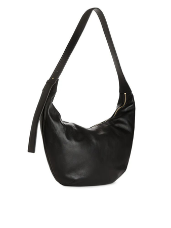 Curved Leather Bag - Black
