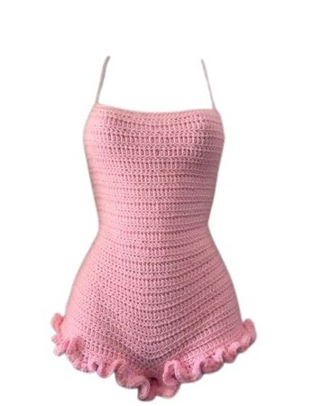 pink crochet romper @White_oleander