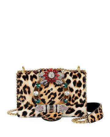 Miu Miu Cavallino Leopard Crystal Shoulder Bag