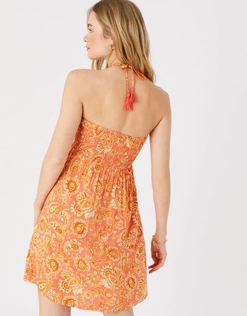 Paisley Print Bandeau Dress Orange | Beach holiday dresses | Accessorize UK