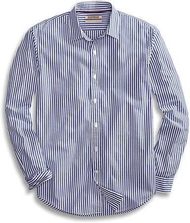 Amazon.com: Amazon Brand - Goodthreads Men's Standard-Fit Long-Sleeve Banker Striped Shirt, Blue, Large: Clothing