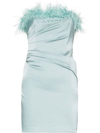 De La Vali feather-trim Strapless Dress - Farfetch