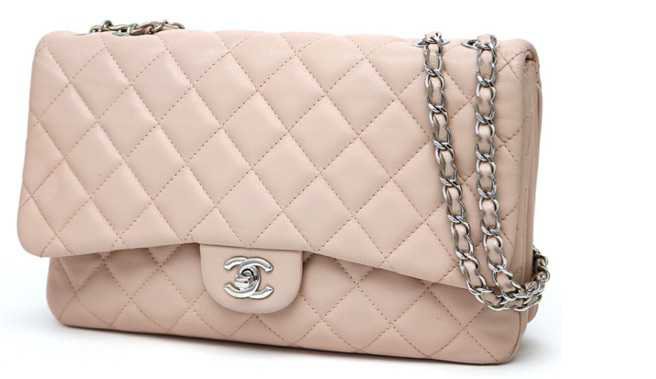 Chanel Classic flap bag blush silver