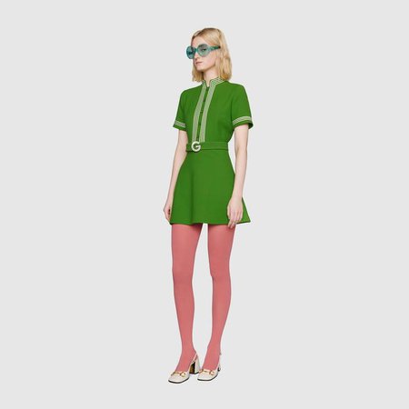 Green Light wool crêpe dress | GUCCI® US