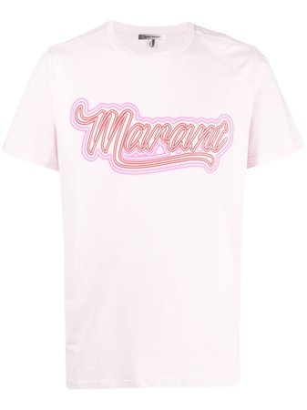 isabel marant neon logo shirt in pink