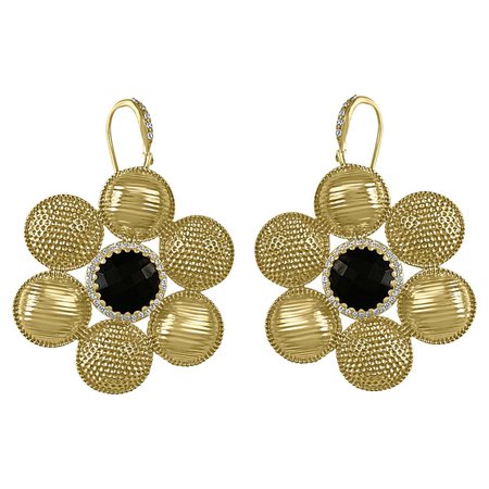 Black Onyx Circle Clusters Earrings For Sale at 1stDibs