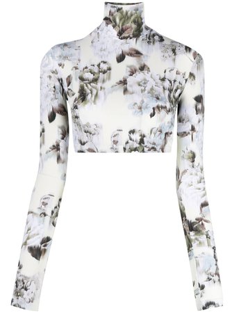 Off-White floral-print Cropped Top