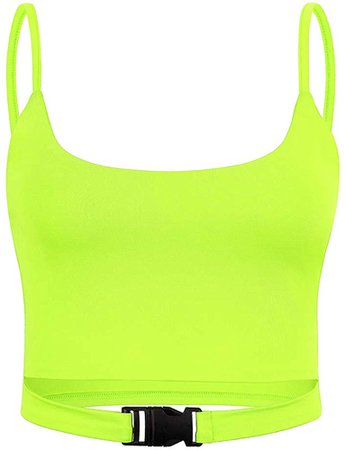 Abardsion Neon Color Buckle Tank Tops Active Wear Women's Summer Crop Top at Amazon Women’s Clothing store