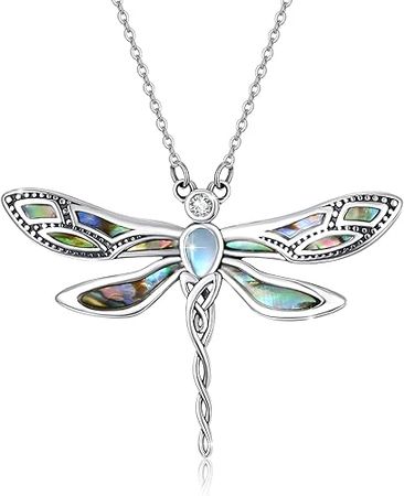 Amazon.com: CUOKA MIRACLE Dragonfly Necklace 925 Sterling Silver Abalone Dragonfly Necklace for Women mit Moonstone Dragonflies Pendant Jewelry Christmas Birthday Gifts for Women Men Mom Girlfriend : Clothing, Shoes & Jewelry