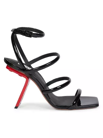 Shop Alaïa Perfo Patent Leather Ankle-Strap Sandals | Saks Fifth Avenue