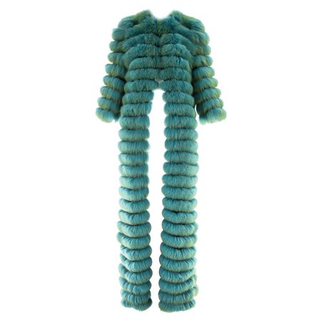Dolce and Gabbana turquoise full length fox fur coat, A/W 1999 For Sale at 1stdibs