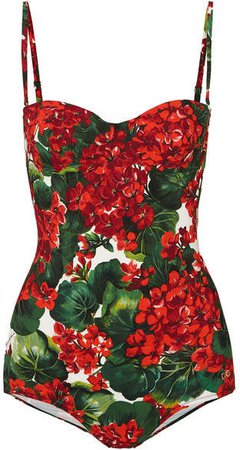 Cutout Floral-print Underwired Swimsuit
