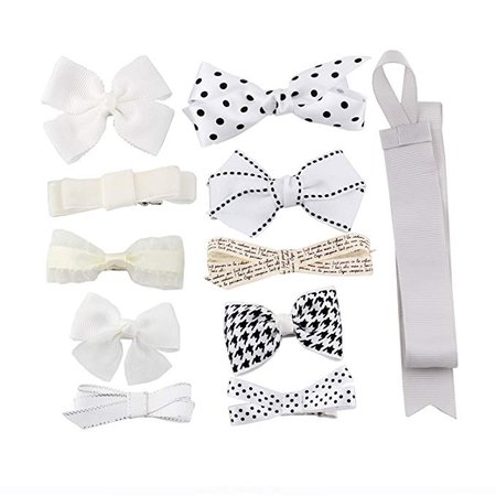 Amazon.com: BonnyGirl Boutique Baby Girls Toddler Hair Bow Clips Barrettes with Hair Bows Holder (White): Clothing