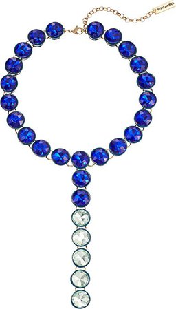 Amazon.com: Steve Madden Women's Rhinestone Y Style Necklace Blue One Size: Clothing