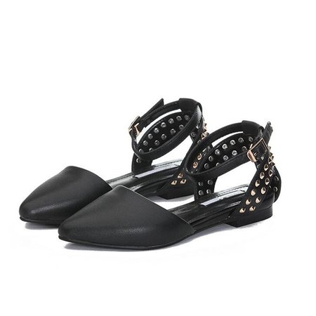 Ankle Strap Studded Flat Pumps (2 Colors) – Mary Cheffer