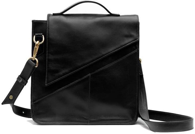Holly & Tanager Wanderer Leather Crossbody Purse In Black