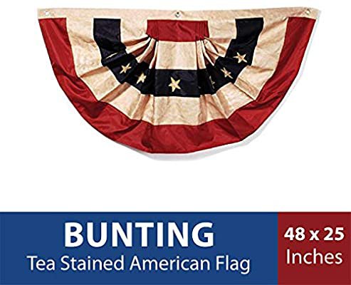 Amazon.com: Darice Tea Stained American Flag Bunting–48” x 25” –Easy to Hang Patriotic Decoration for Indoor/Outdoor Use, Holds up to Weather, USA Bunting for Holidays or All Year Long, Polyester(1-Piece): Arts, Crafts & Sewing