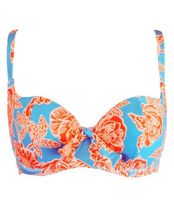 POUR MOI BIG SUR SWEETHEART UNDERWIRED TOP - TURQUOISE/ORANGE