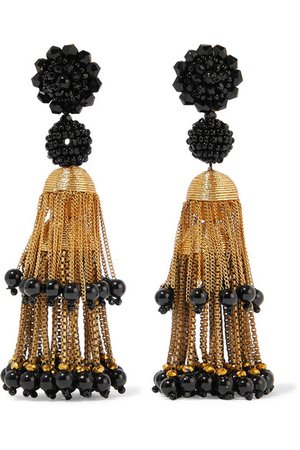 Oscar de la Renta | Gold-tone beaded clip earrings | NET-A-PORTER.COM