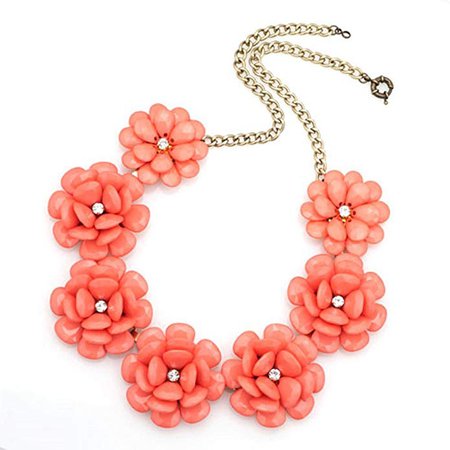 Amazon.com: Q&Locket Colorful Chunky Flower Bib Choker Statement Necklace for Women (White): Jewelry