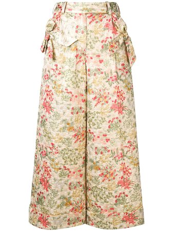 Simone Rocha Floral Brocade Cropped Trousers 34040232 Green | Farfetch