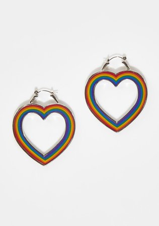 Rainbow Heart Cut Out Earrings - Multi – Dolls Kill