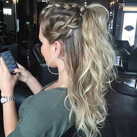 blonde braided half-up hair