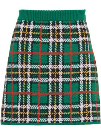Miu Miu plaid mini skirt green